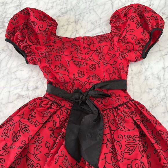 Vintage Girls Bow Poof Sleeve Fancy Dress Sz 8 - Picture 9 of 9